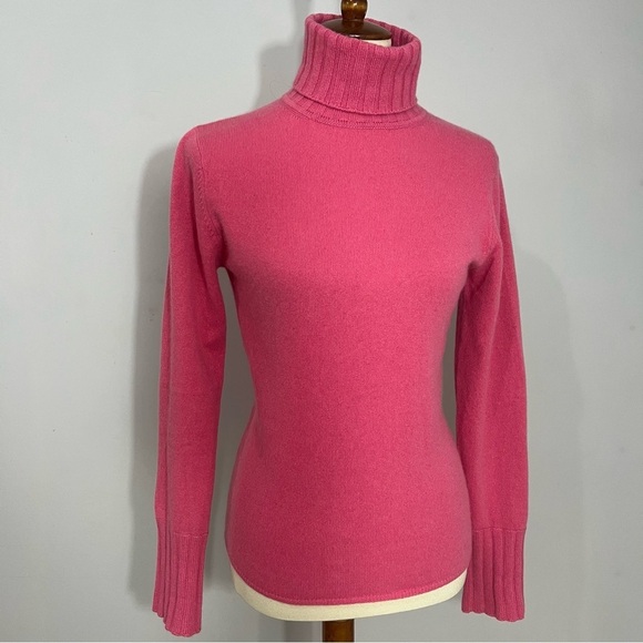 Kinross Pink Cashmere Sweater Knit Soft Comfy Turtleneck Cozy Warm Top Spring - Picture 1 of 9